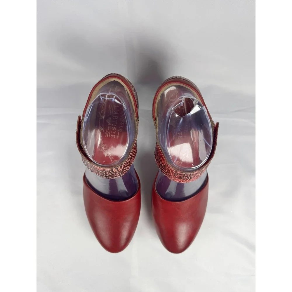 L'Artiste by Spring Step Toolie Womens EU 37 US 6.5-7 Mary Jane Red Heeled Shoes